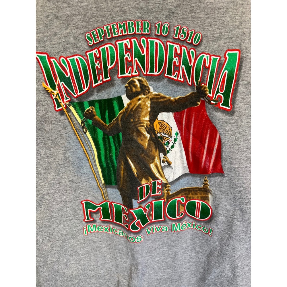 Alstyle AAA 90sMens Independencia de Mexico September 16 1810 T-Shirt Gray Large